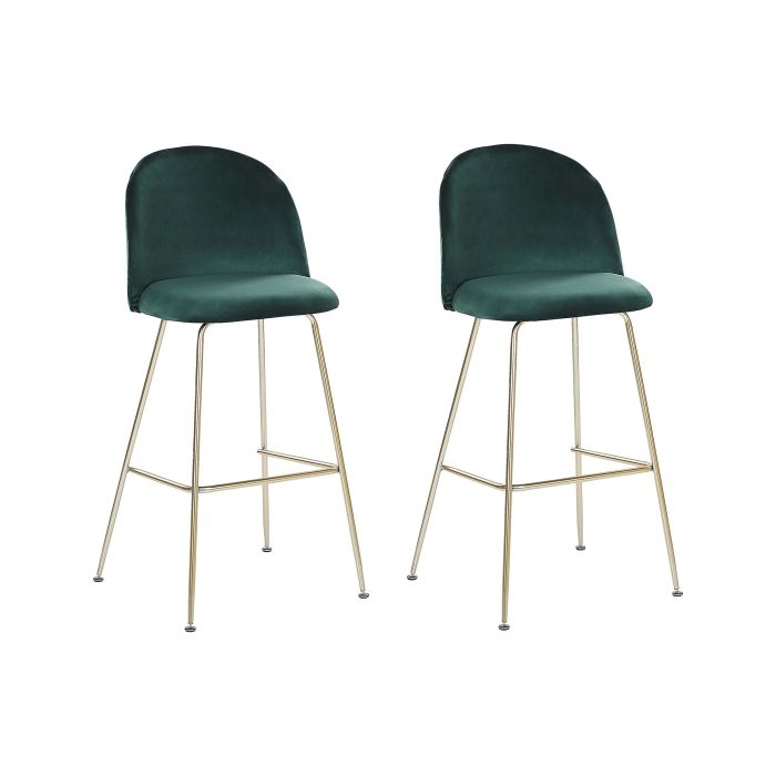 Set of 2 Velvet Bar Chairs Green ARCOLA
