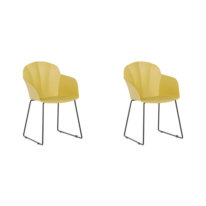 Set of 2 Dining Chairs Yellow SYLVA