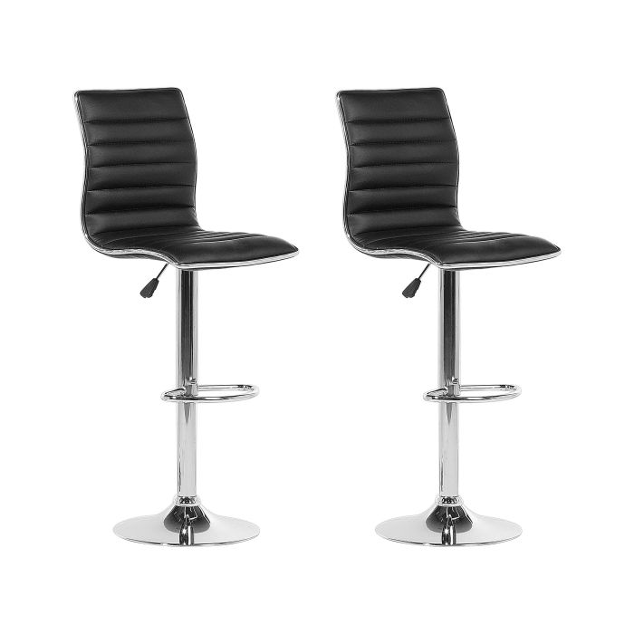 Set of 2 Faux Leather Bar Stools Black LUCERNE