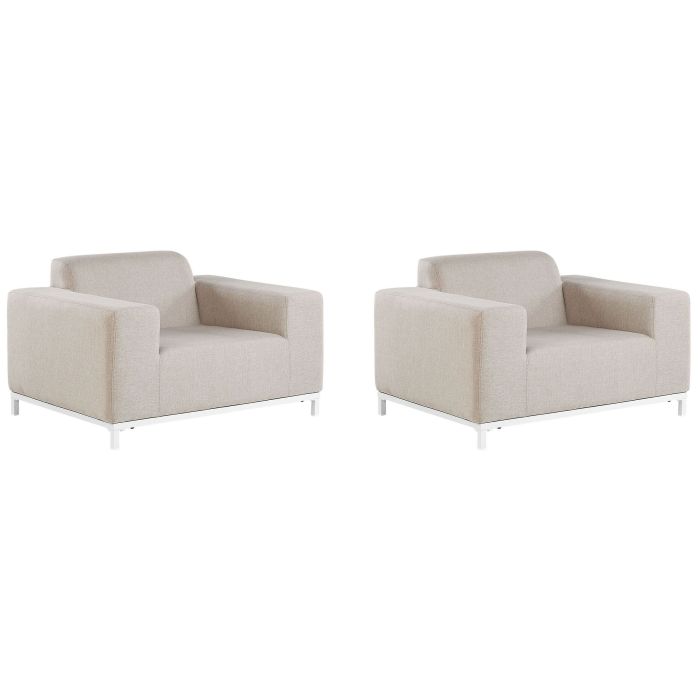 Set of 2 Garden Armchairs Beige with White ROVIGO