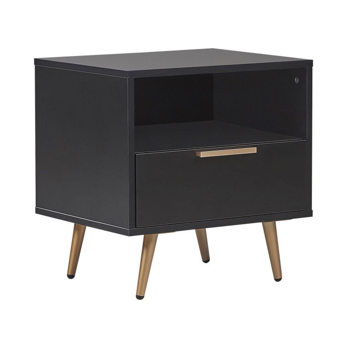 1 Drawer Bedside Table Black Gold - Yuan