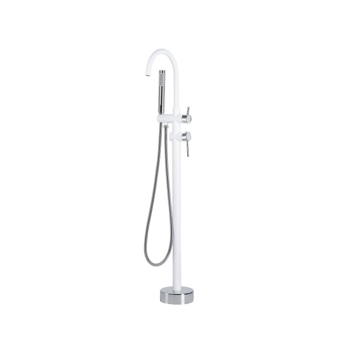 Freestanding Bath Mixer Tap White with Silver TUGELA