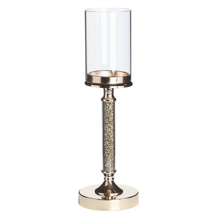 Glass Hurricane Candle Holder 41 cm Gold ABBEVILLE