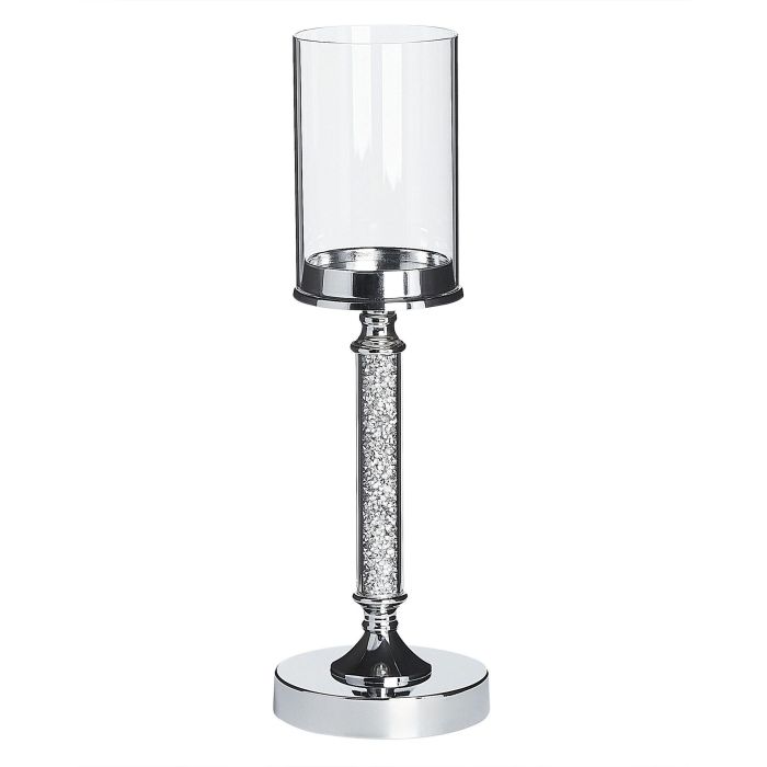 Glass Hurricane Candle Holder 41 cm Silver ABBEVILLE
