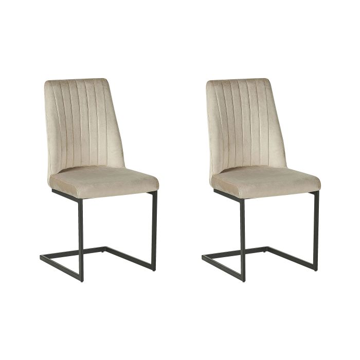 Set of 2 Velvet Dining Chairs Taupe LAVONIA