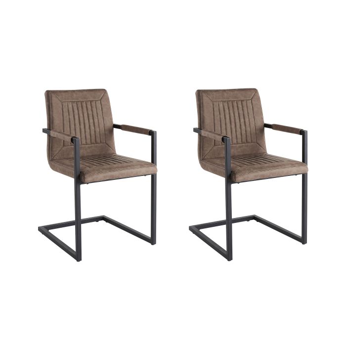 Set of 2 Faux Leather Dining Chairs Brown BRANDOL