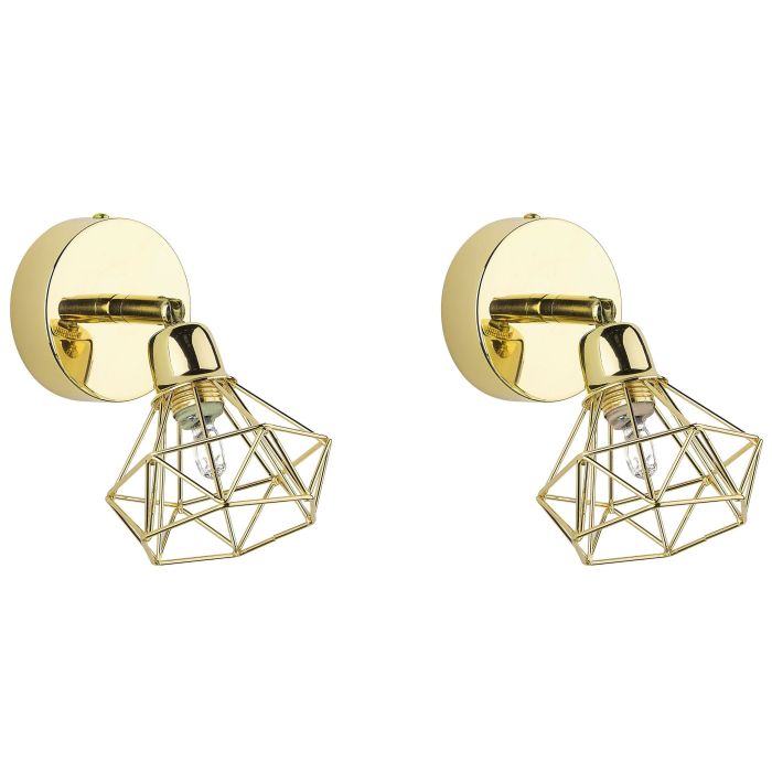 Set of 2 Metal Spotlight Lamps Gold ERMA