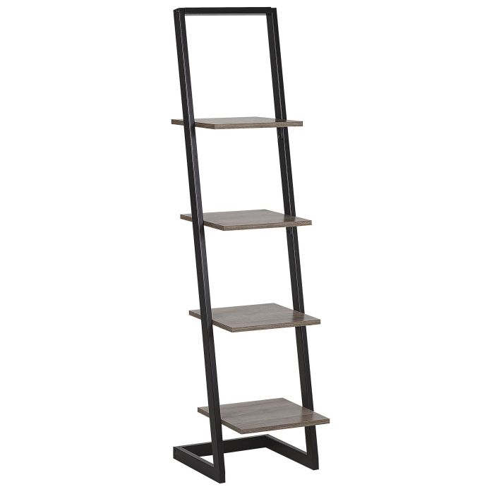 4 Tier Ladder Bookcase Black and Dark Wood JOPLIN