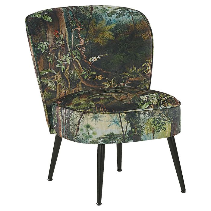 Fabric Armchair Jungle Print Dark Green VOSS