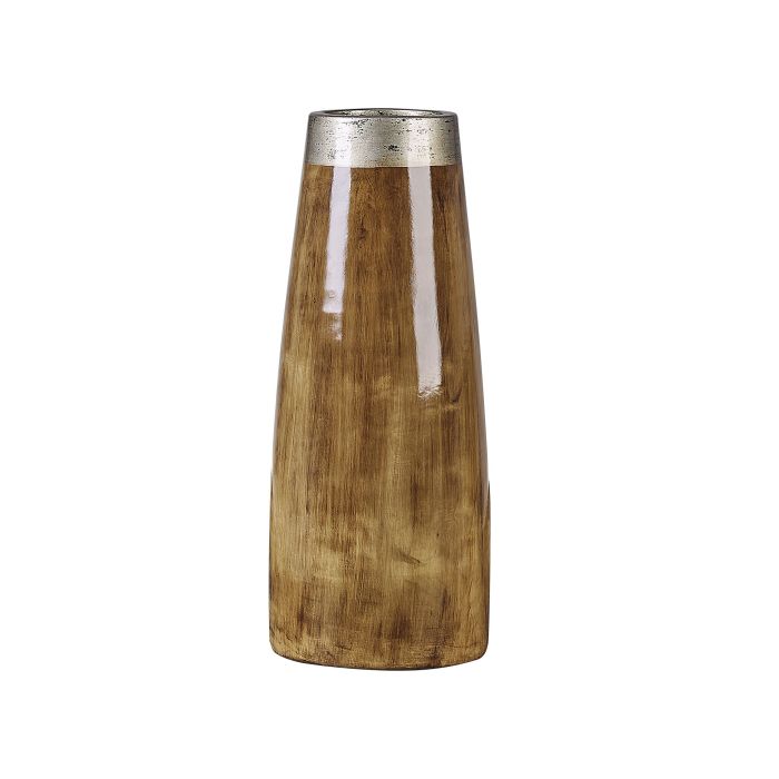 Terracotta Decorative Vase 50 Dark Wood Silver