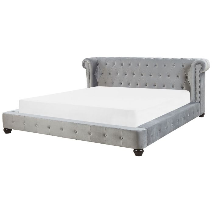 Velvet EU Super King Size Bed Grey CAVAILLON