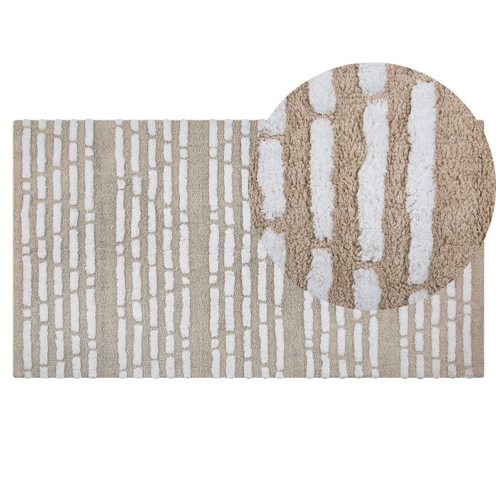 Cotton Area Rug 120x180cm Beige