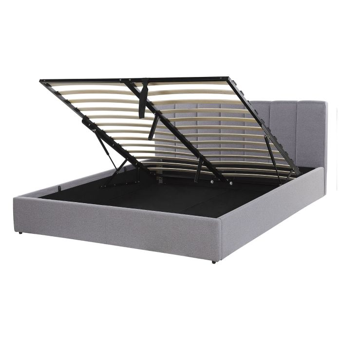 Fabric EU Double Size Ottoman Bed Light Grey DREUX