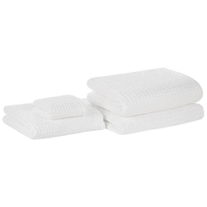 Set of 4 Cotton Towels White ATAI