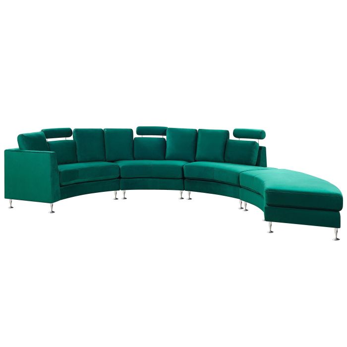 7 Seater Curved Modular Velvet Sofa Dark Green ROTUNDE