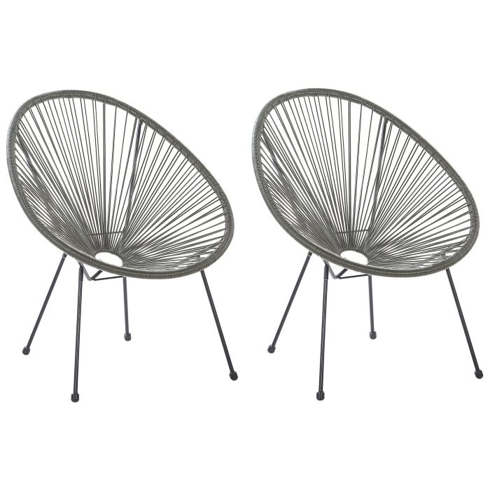Set of 2 PE Rattan Accent Chairs Dark Grey ACAPULCO II