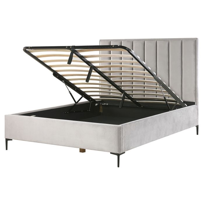 Velvet EU King Size Ottoman Bed Grey SEZANNE