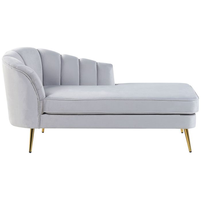 Left Hand Velvet Chaise Lounge Grey ALLIER