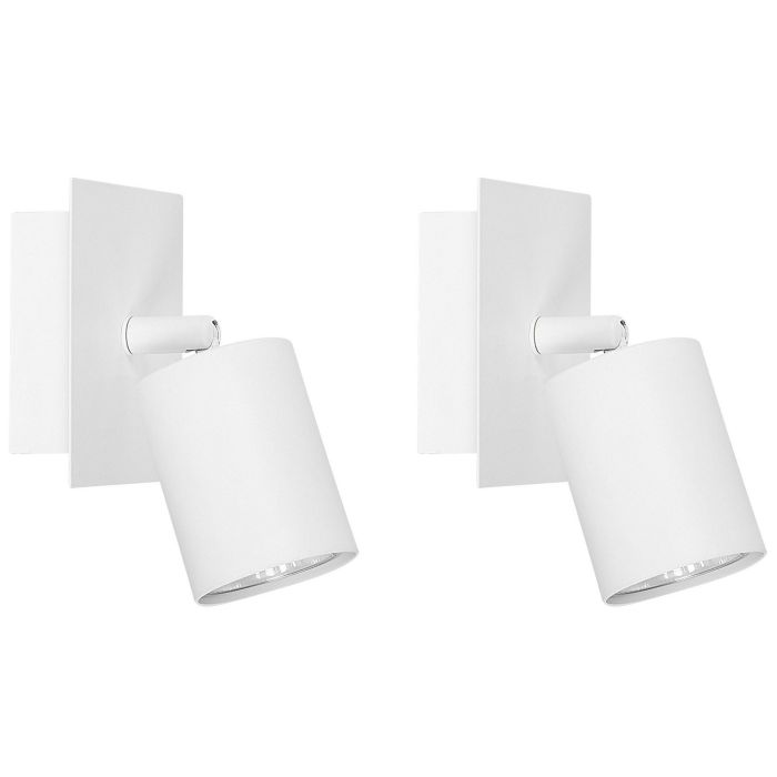 Set of 2 Metal Spotlights Lamps White TIGRIS