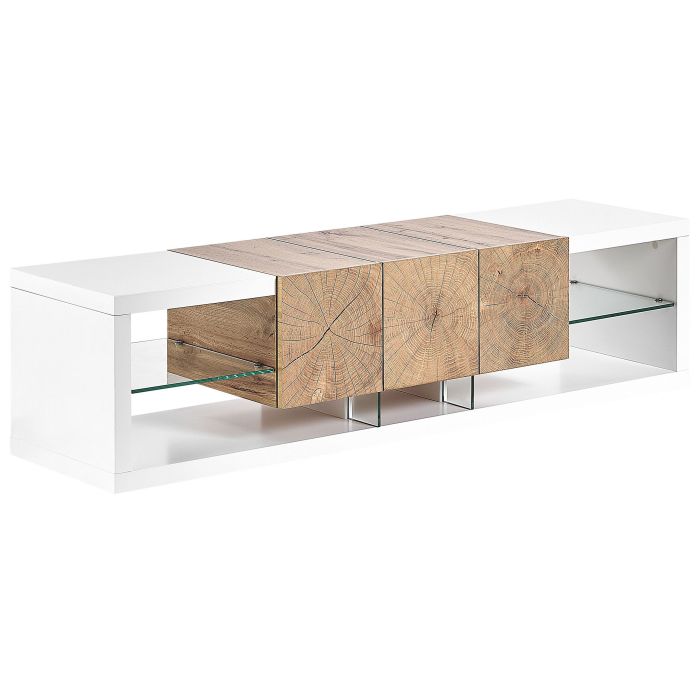 TV Stand White and Light Wood FULERTON