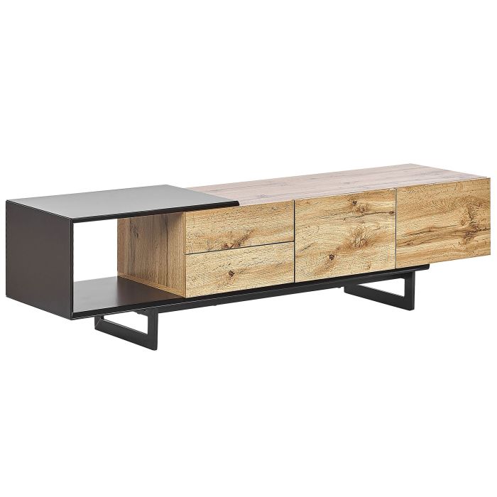 TV Stand Light Wood and Black FIORA