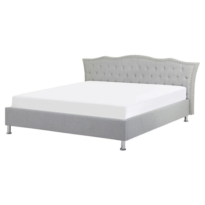 Fabric EU King Size Bed Grey METZ