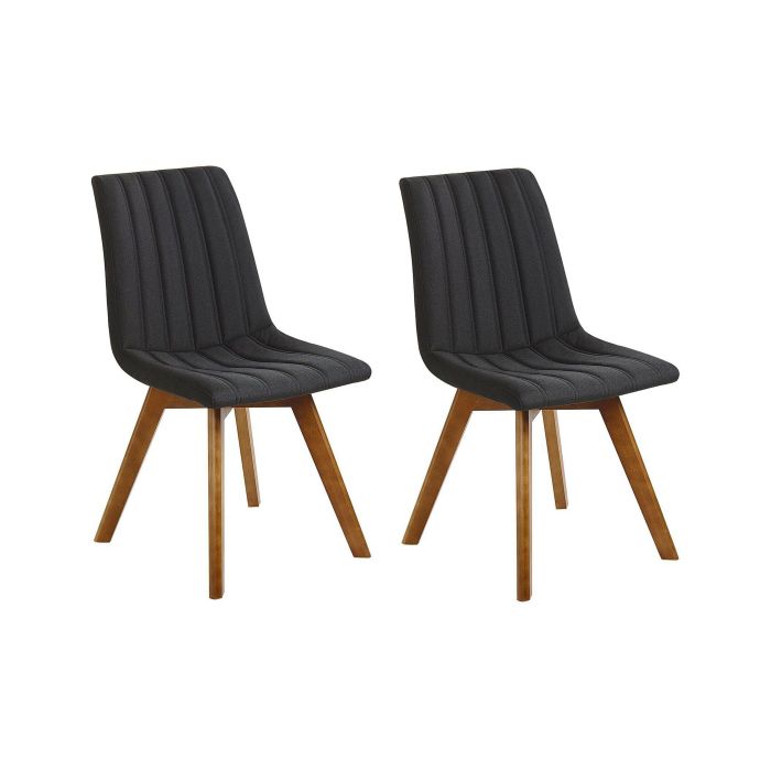 Set of 2 Fabric Dining Chairs Black CALGARY