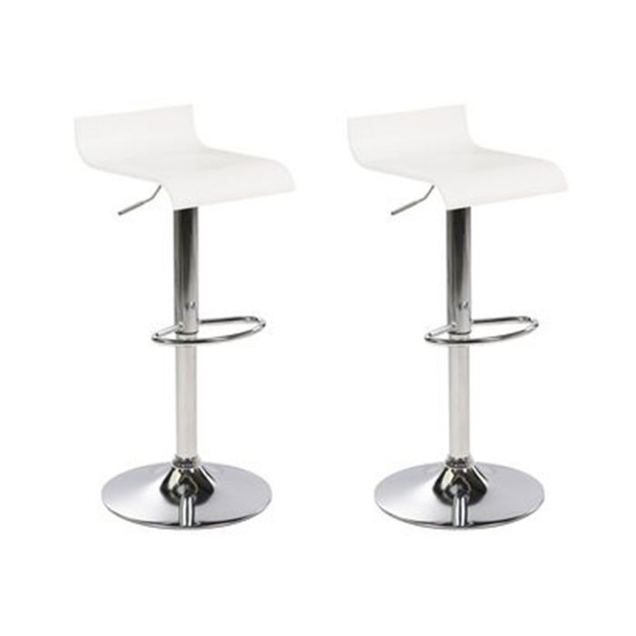 Set of 2 Adjustable Bar Stools White VALENCIA