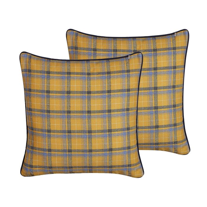 Set of 2 Cushions Chequered Pattern 45x45cm Multicolour