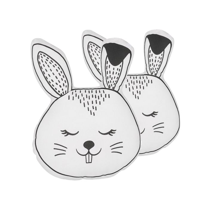 Set of 2 Cotton Kids Cushions Bunny 53x43cm Black and White