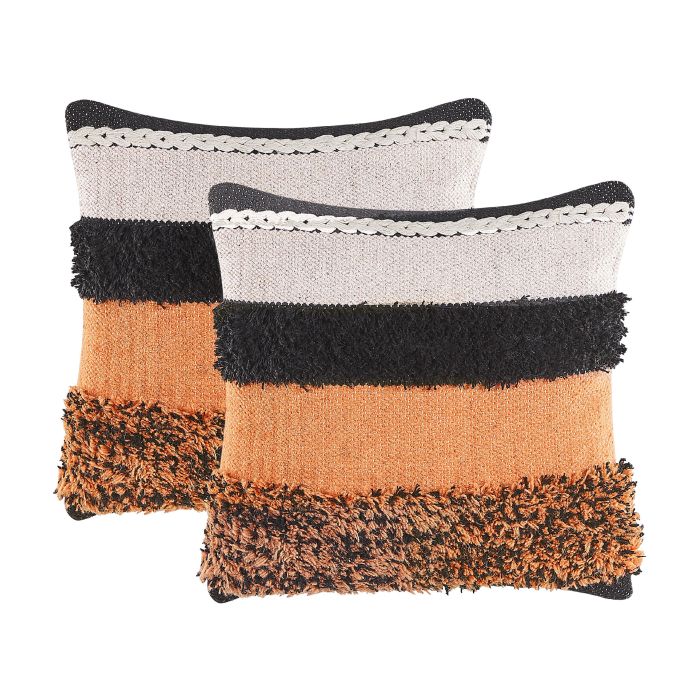 Set of 2 Wool Cushions 45x45cm Multicolour