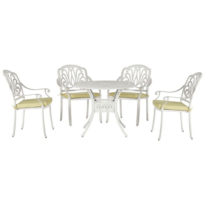 4 Seater Metal Garden Dining Set White ANCONA