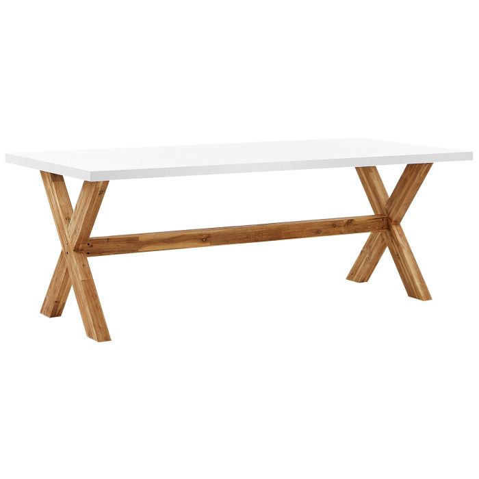 Concrete Garden Table 200 x 100 cm White OLBIA