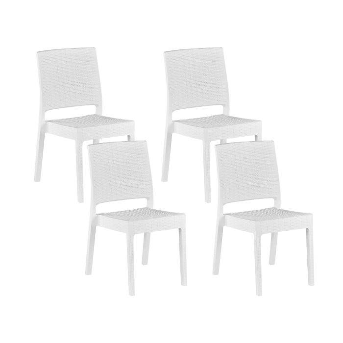Set of 4 Garden Dining Chairs White FOSSANO