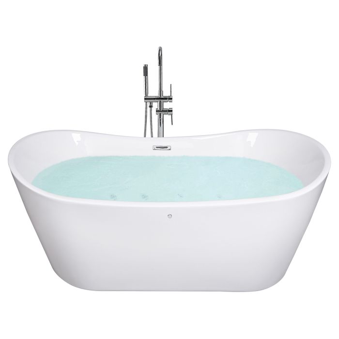 Freestanding Whirlpool Bath with LED 1680 x 800 mm White ANTIGUA