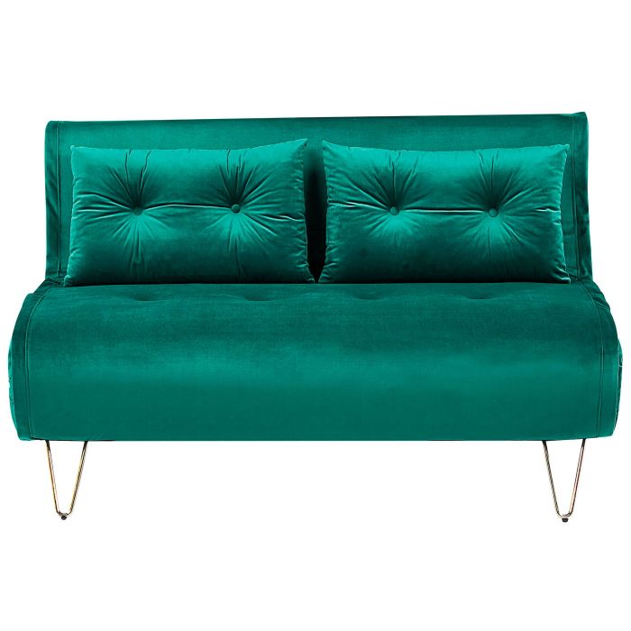 2 Seater Velvet Sofa Bed Dark Green VESTFOLD