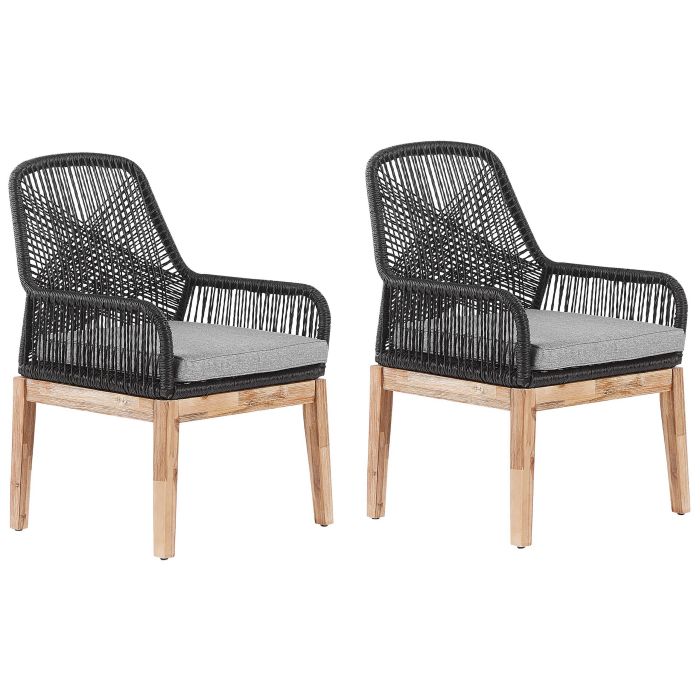 Set of 2 Garden Chairs Black OLBIA