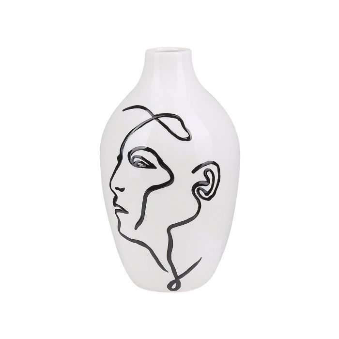 Stoneware Flower Vase 23 White Black