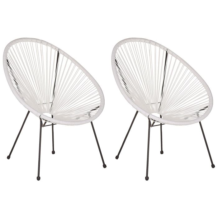 Set of 2 PE Rattan Accent Chairs White ACAPULCO II
