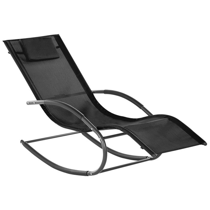 Steel Rocking Sun Lounger Black CARANO II