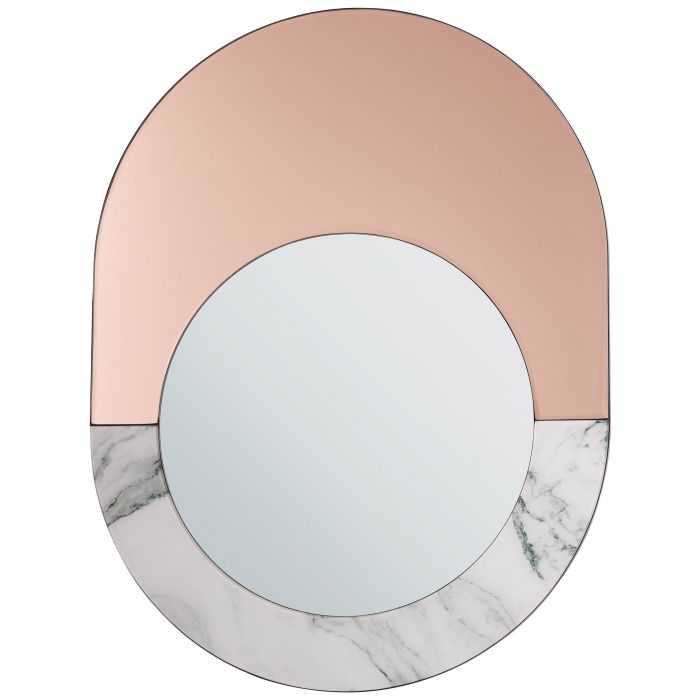 Oval Wall Mirror 65x50cm Marble Effect