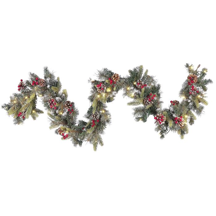 Pre-Lit Snowy Christmas Garland 180cm Green