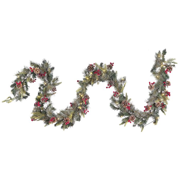 Pre-Lit Snowy Christmas Garland 270cm Green