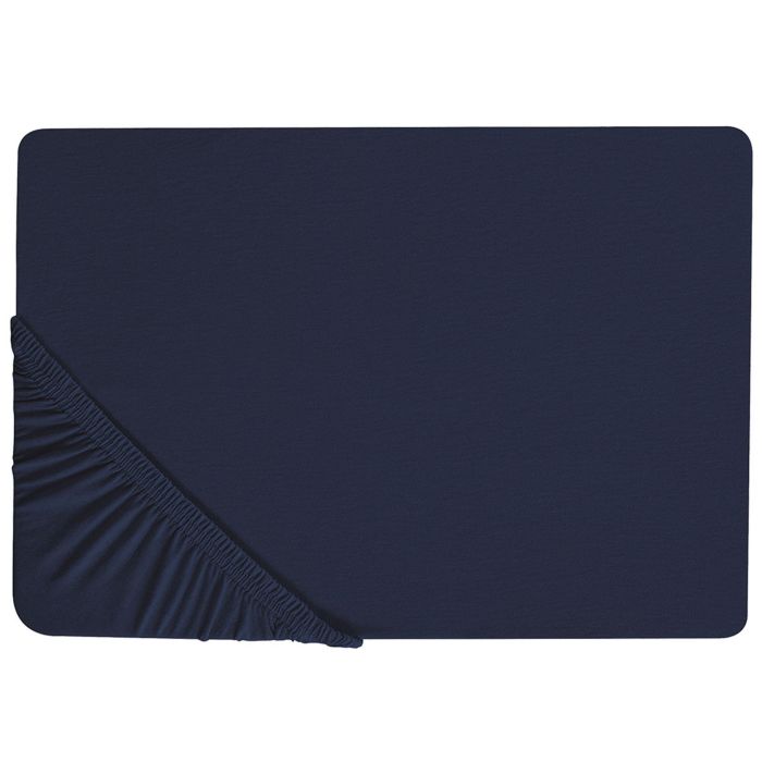 Cotton Fitted Sheet 140 x 200 cm Navy Blue HOFUF