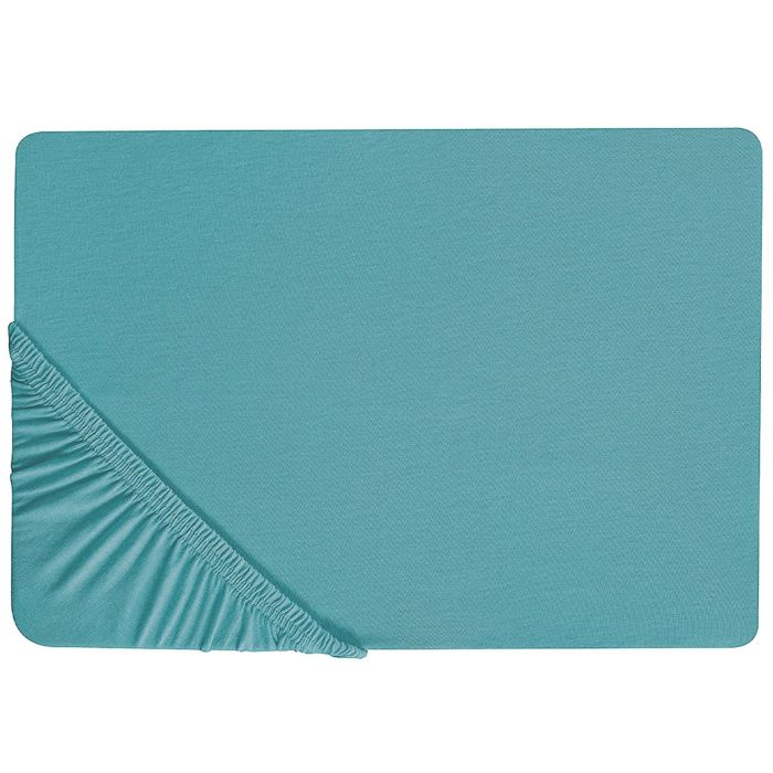 Cotton Fitted Sheet 140 x 200 cm Turquoise HOFUF