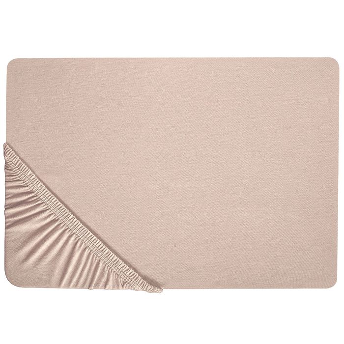 Cotton Fitted Sheet 160 x 200 cm Beige HOFUF