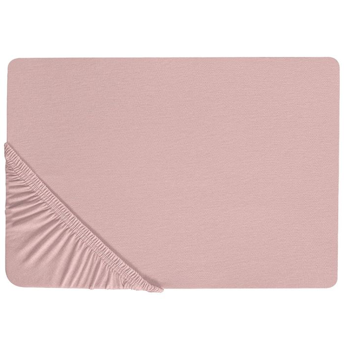 Cotton Fitted Sheet 180 x 200 cm Pink HOFUF