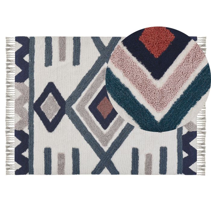 Rectangular Cotton Area Rug 140x200cm Multicolour