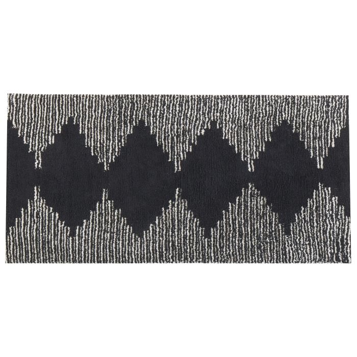 Cotton Area Rug 80x150cm Black and White