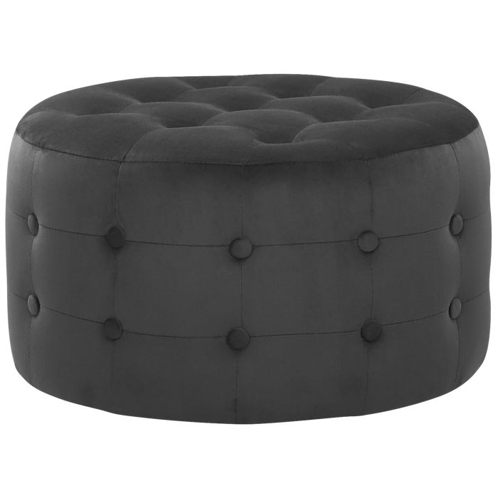 Velvet Pouffe Footstool Black TAMPA